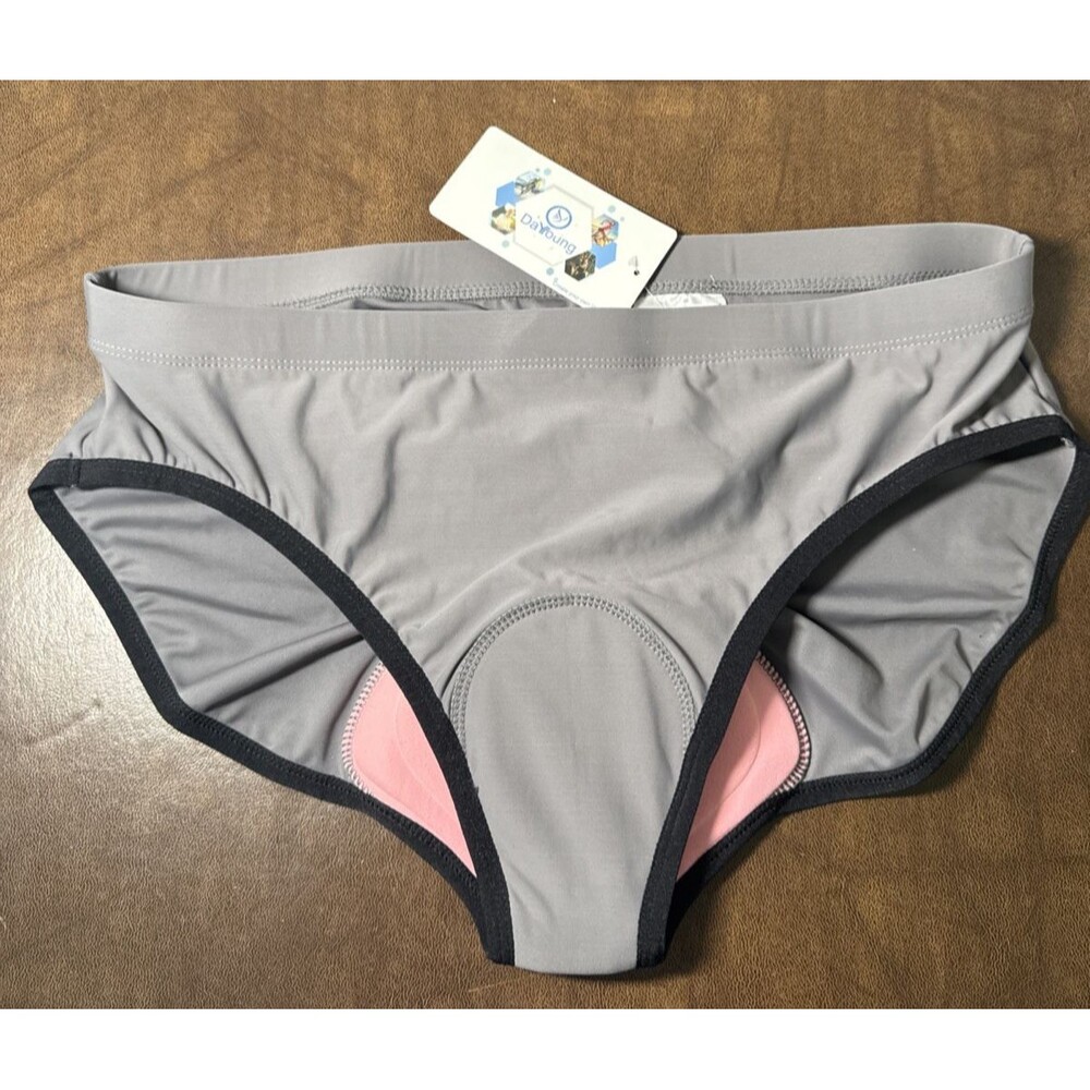 NWT DaYoung Women Cycle Bicycle Underwear Padded Briefs Gray Black Trim XXL